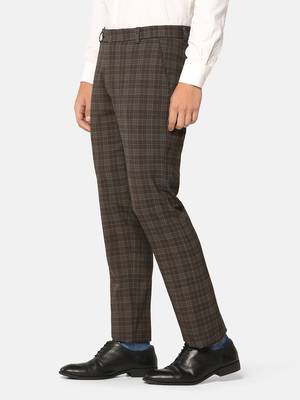 Brown checkered formal trousers 4