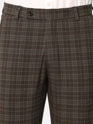 Brown checkered formal trousers 5