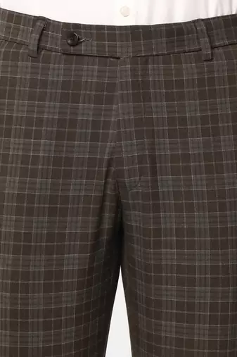 Brown checkered formal trousers