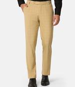 Beige checkered formal trousers