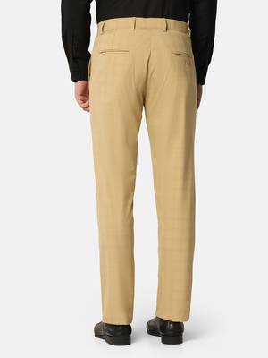 Beige checkered formal trousers 2