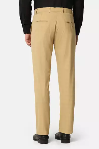 Beige checkered formal trousers