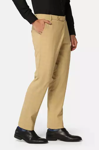 Beige checkered formal trousers