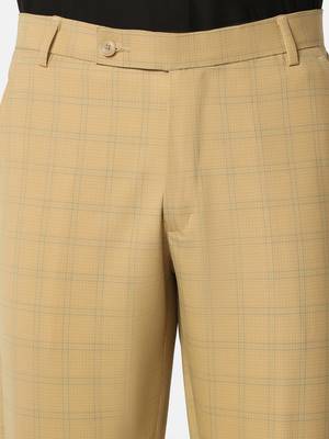 Beige checkered formal trousers 4