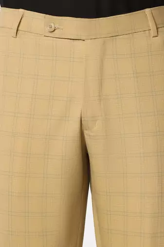 Beige checkered formal trousers