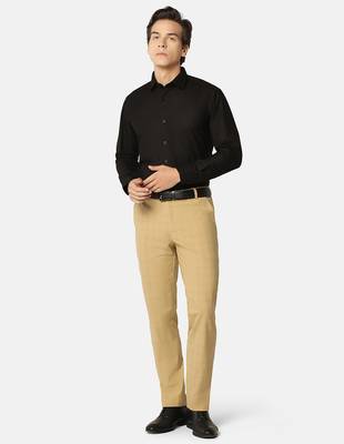 Beige checkered formal trousers 5
