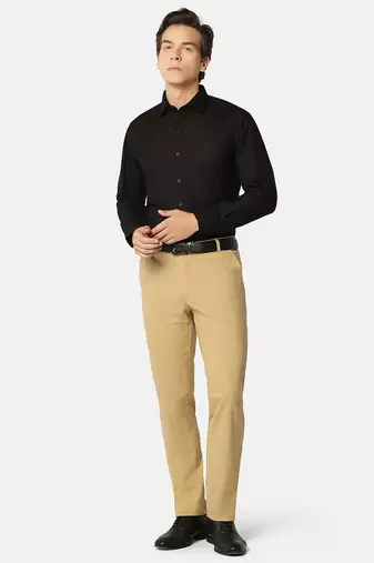 Beige checkered formal trousers