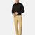 Beige checkered formal trousers