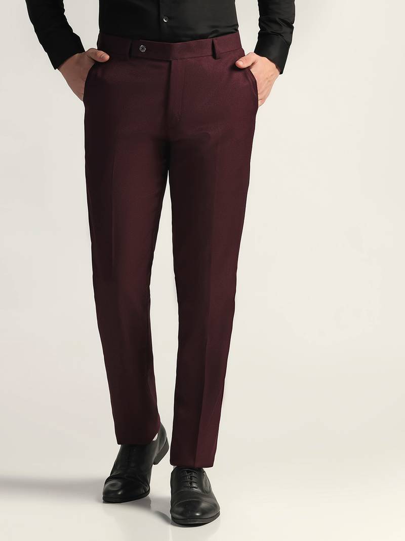 Wine colour formal trousers
