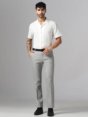 Relaxed fit light grey trousers 5
