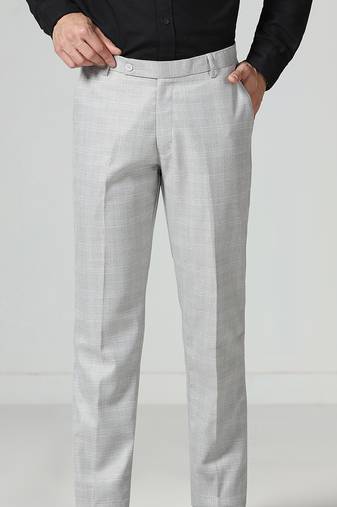 Light grey checkered men trousers