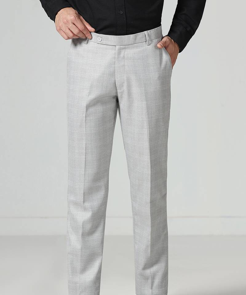 Light grey checkered men trousers