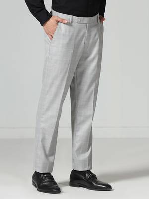 Light grey checkered men trousers 4