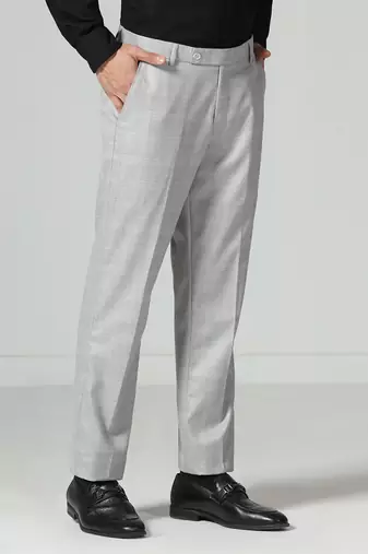 Light grey checkered men trousers