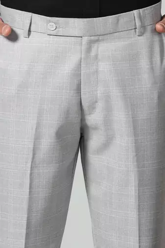 Light grey checkered men trousers