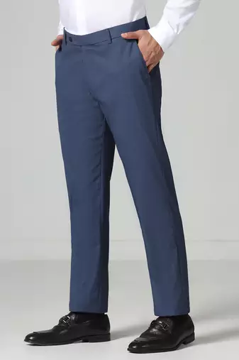 Blue regular fit trousers