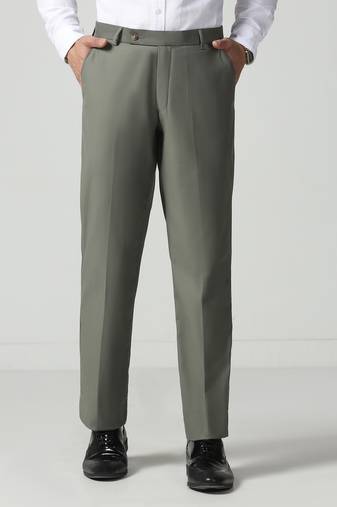 Men green regular fit trousers
