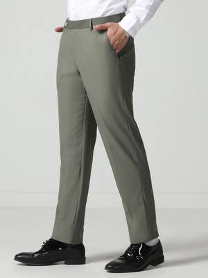 Men green regular fit trousers 3