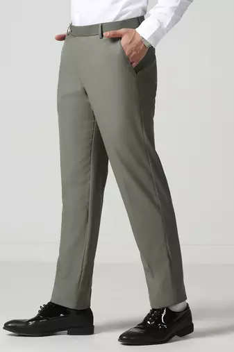 Men green regular fit trousers