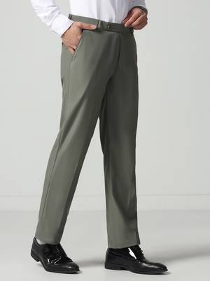 Men green regular fit trousers 4
