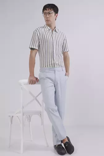 Blue linen trousers