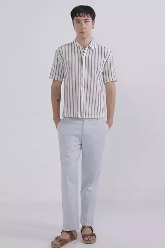 Blue linen trousers