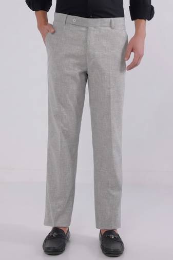 grey linen trousers
