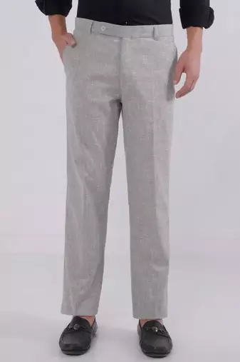 grey linen trousers