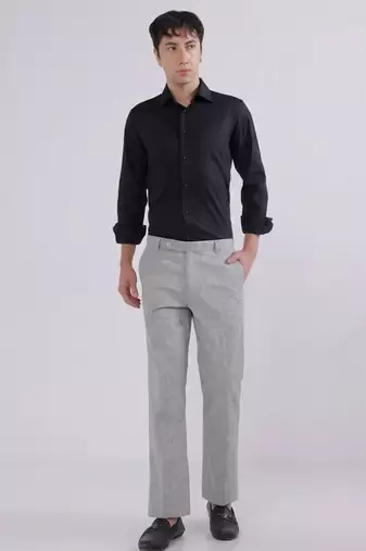 grey linen trousers