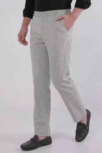 grey linen trousers