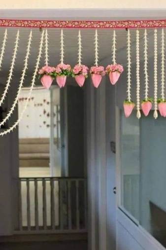 Lotus Floral Pearl Bandhanwar Designer Door Hanging Toran for Festive Home Decor (BDHW543)