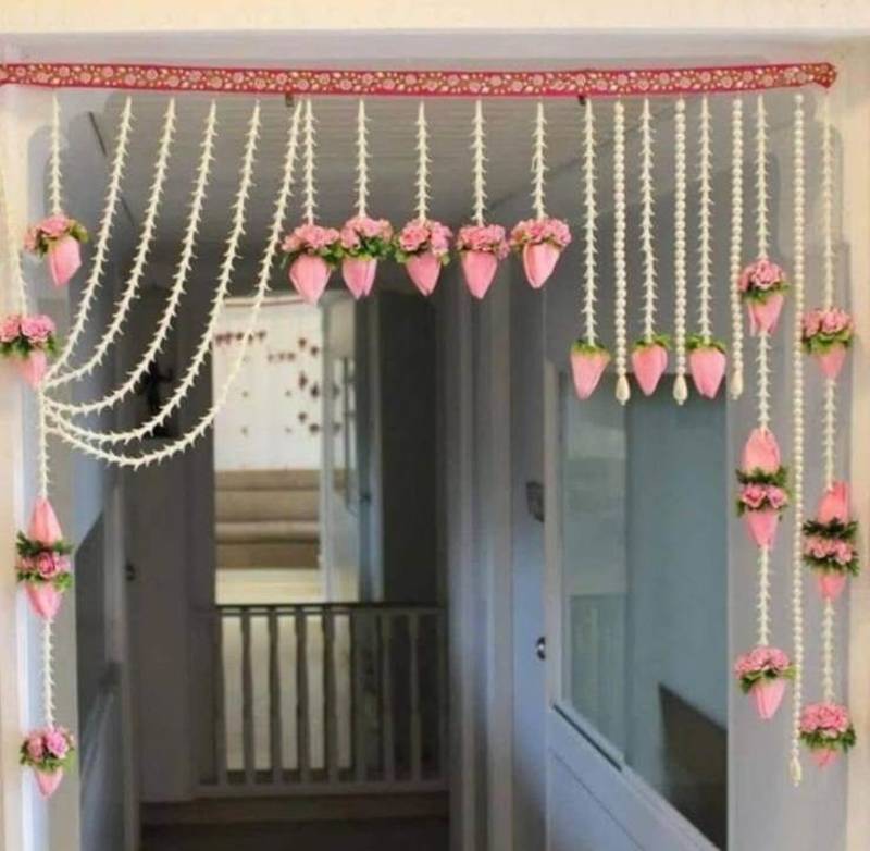 Lotus Floral Pearl Bandhanwar Designer Door Hanging Toran for Festive Home Decor (BDHW543)