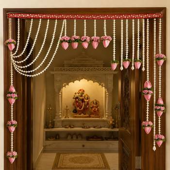 Lotus Floral Pearl Bandhanwar Designer Door Hanging Toran for Festive Home Decor (BDHW543) 2