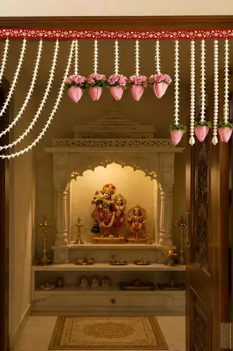Lotus Floral Pearl Bandhanwar Designer Door Hanging Toran for Festive Home Decor (BDHW543)