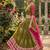 Festive Olive Green  Pink Designer Lehenga Choli Scalloped Border Dupatta