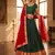 Traditional Deep Green Silk Lehenga Set with Contrast Red Dupatta and Ornate Gold Zari Border