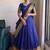 Vibrant Royal Blue Checkered Silk Lehenga Choli with Antique Gold Border
