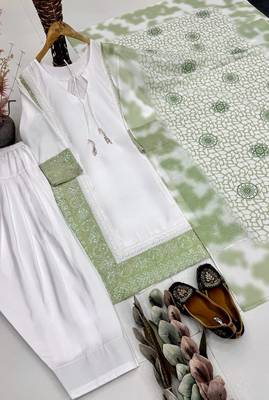 Light Green Color Embroidery And Sequence Work Silk Blend Salwar Suit 3