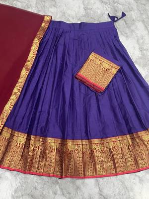 Royal Purple and Maroon Ethnic silk blend Lehenga Set Featuring Gold Zari Detailing 4