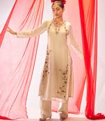 Ivory embroidered organza long kurta set