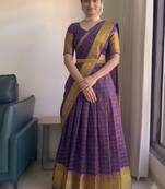 Elegant Wine Red Checkered Silk Lehenga Choli with Traditional Zari Work