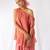 Peach embroidered crepe co ord set