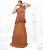 Rust brown embroidered crepe co ord set