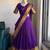Royal Purple Checkered Silk Lehenga Choli with Rich Gold Zari Border