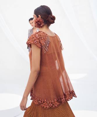 Rust brown embroidered crepe co ord set 4