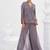 Lilac grey toned embroidered crepe co ord set