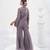 Lilac grey toned embroidered crepe co ord set