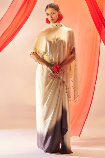 Cream ivory embroidered satin co ord set