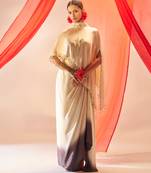 Cream ivory embroidered satin co ord set