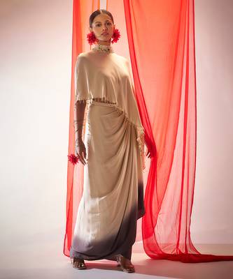 Cream ivory embroidered satin co ord set 4